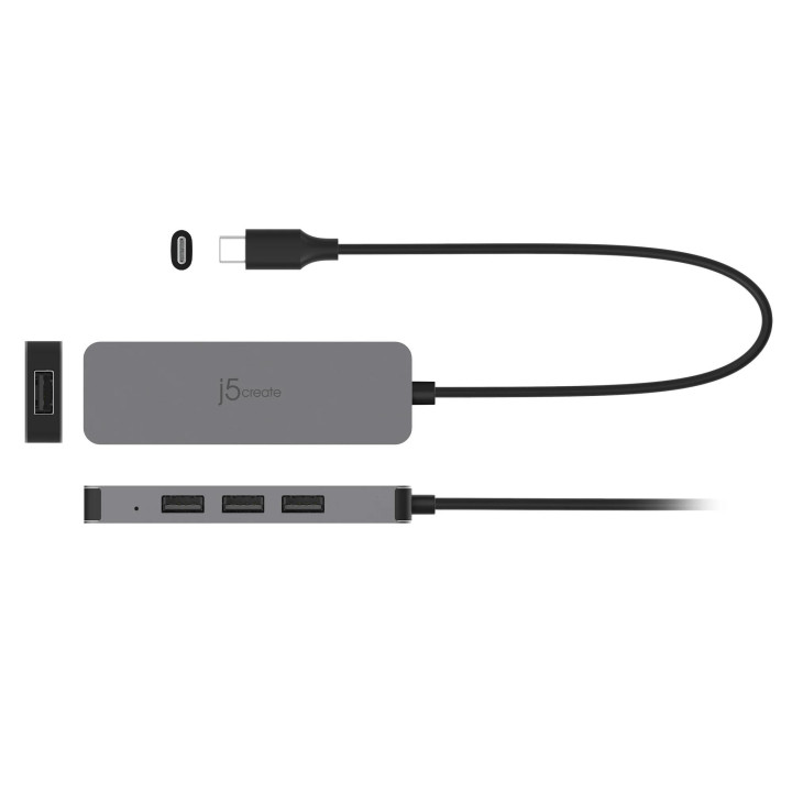 Поставка за лаптоп j5create JTS223, 4 портов USB-C хъб, Алуминиева - JTS223