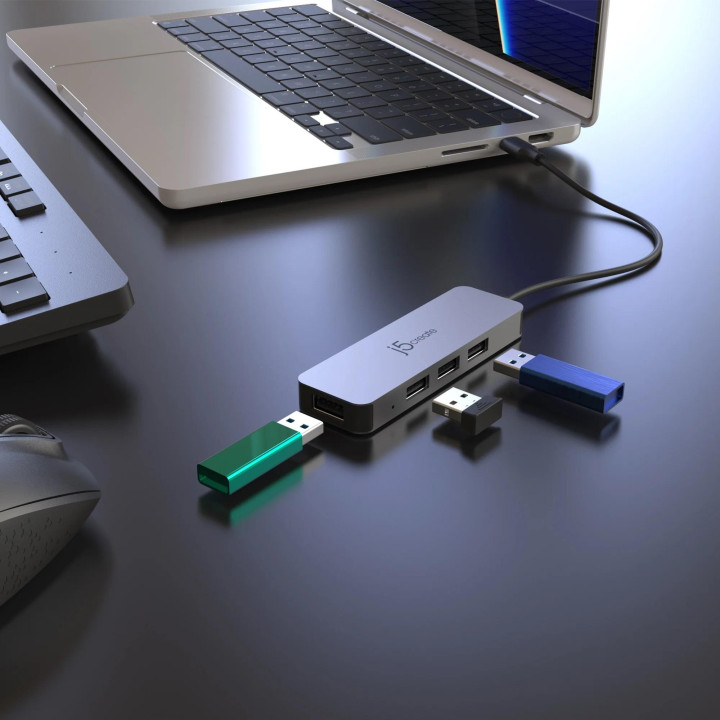 Поставка за лаптоп j5create JTS223, 4 портов USB-C хъб, Алуминиева - JTS223