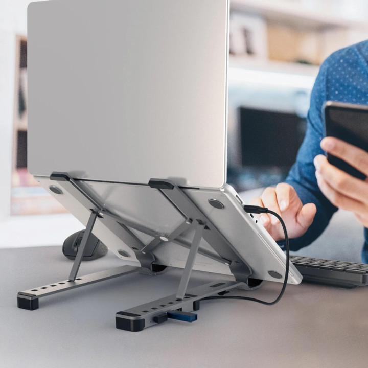 Поставка за лаптоп j5create JTS223, 4 портов USB-C хъб, Алуминиева - JTS223