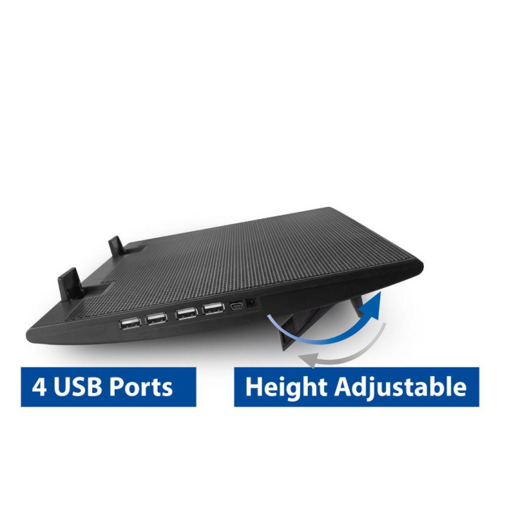 Охлаждаща поставка за лаптоп ACT, До 17", С два вентилатора, USB хъб, Черен - AC8105