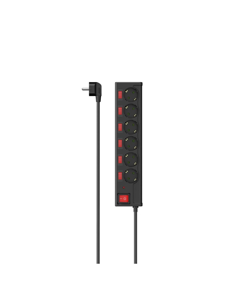 Разклонител HAMA с 6 гнезда, 1.4 м - индивидуално превключване - 223158