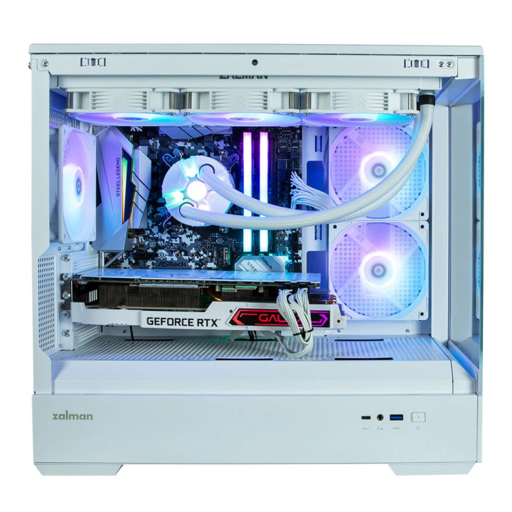 Кутия за компютър Zalman P30 White, mATX, aRGB, Tempered Glass - ZM-P30-WHITE