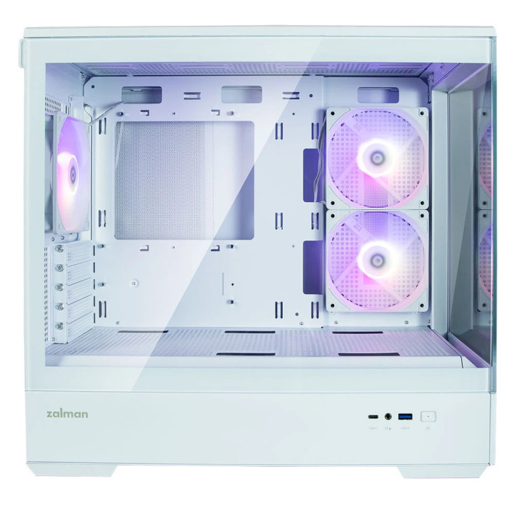 Кутия за компютър Zalman P30 White, mATX, aRGB, Tempered Glass - ZM-P30-WHITE