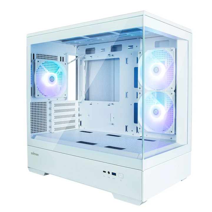 Кутия за компютър Zalman P30 White, mATX, aRGB, Tempered Glass - ZM-P30-WHITE