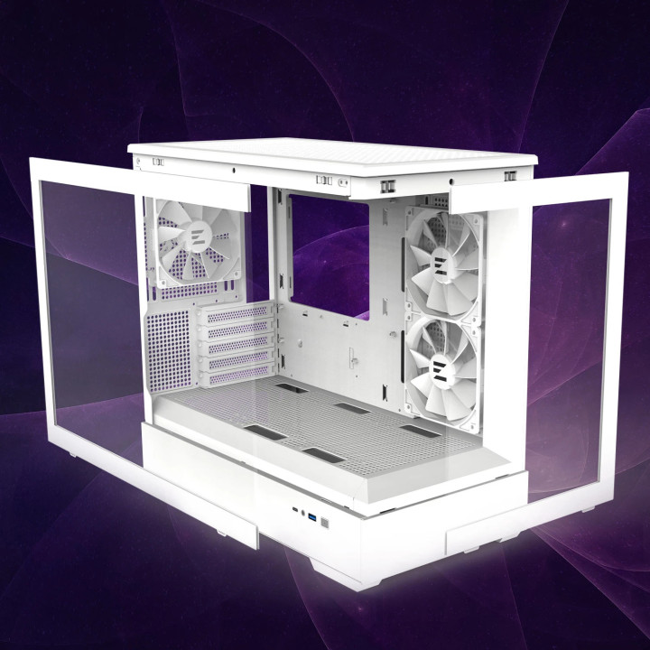 Кутия за компютър Zalman P30 White, mATX, aRGB, Tempered Glass - ZM-P30-WHITE