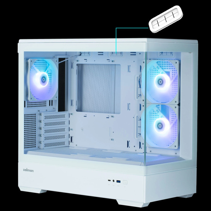 Кутия за компютър Zalman P30 White, mATX, aRGB, Tempered Glass - ZM-P30-WHITE