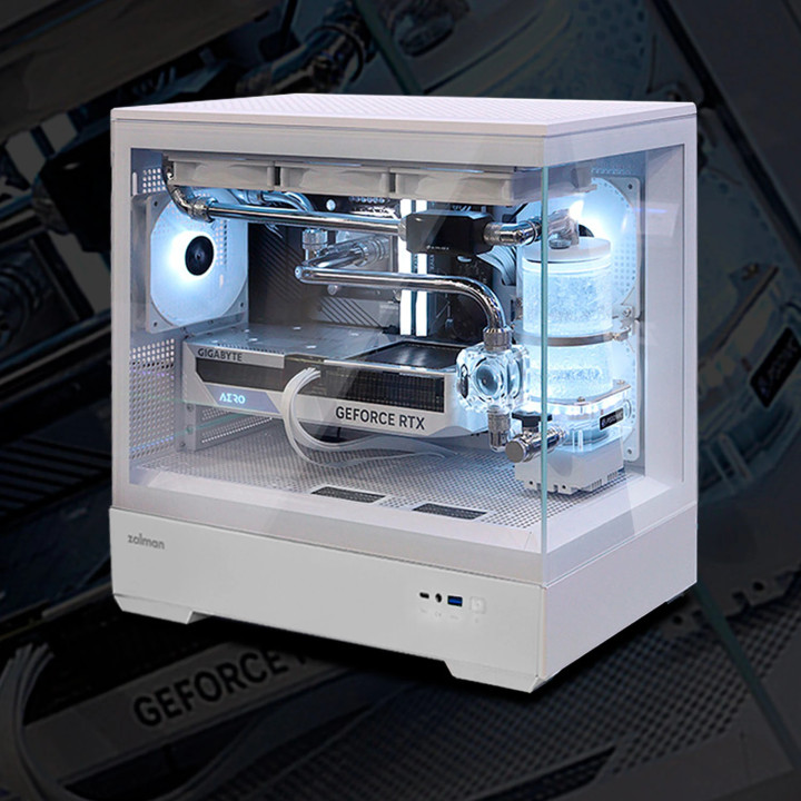 Кутия за компютър Zalman P30 White, mATX, aRGB, Tempered Glass - ZM-P30-WHITE