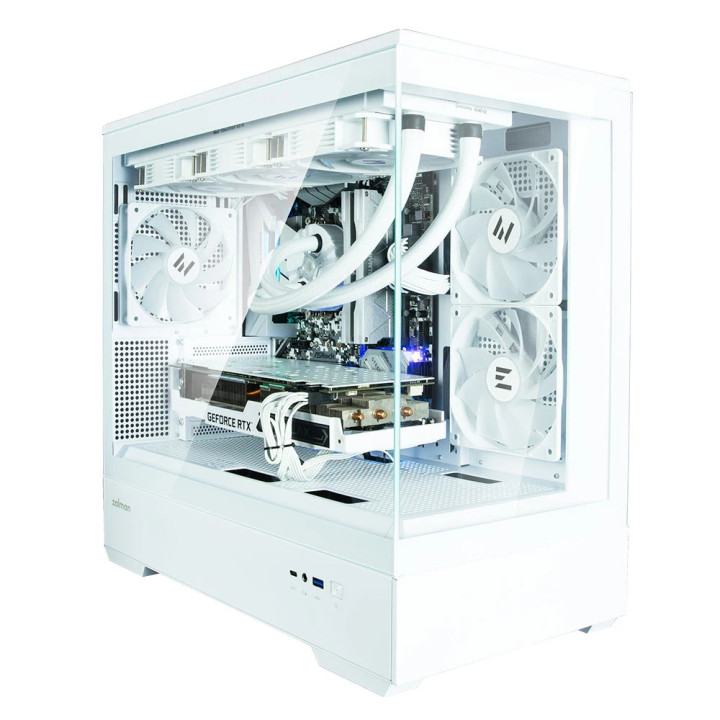Кутия за компютър Zalman P30 White, mATX, aRGB, Tempered Glass - ZM-P30-WHITE