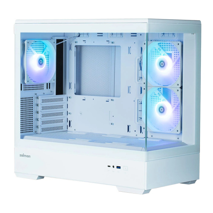 Кутия за компютър Zalman P30 White, mATX, aRGB, Tempered Glass - ZM-P30-WHITE