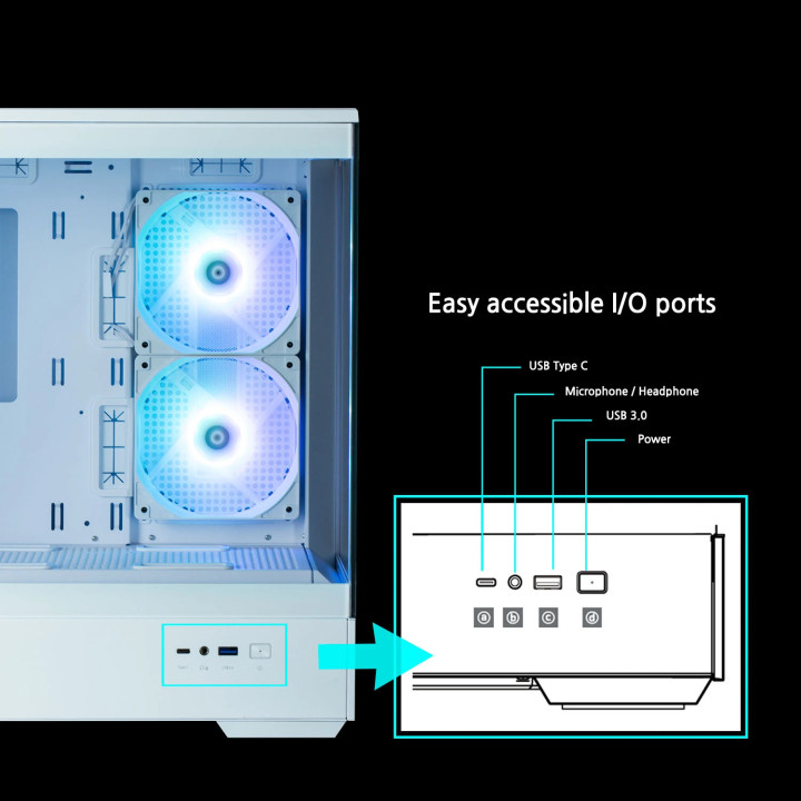 Кутия за компютър Zalman P30 White, mATX, aRGB, Tempered Glass - ZM-P30-WHITE
