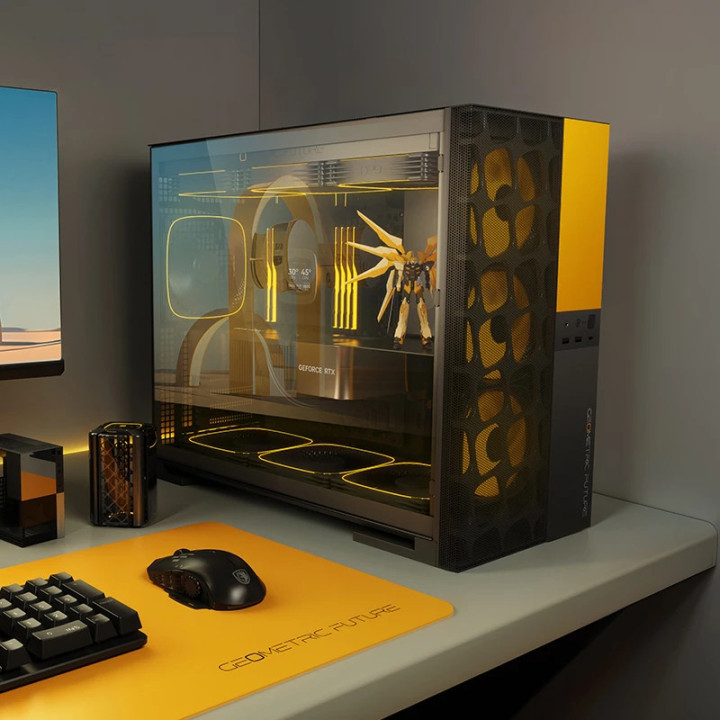 Кутия за компютър Geometric Future Model 5 Vent Black/Yellow, EATX - 1AM5VTBY00100