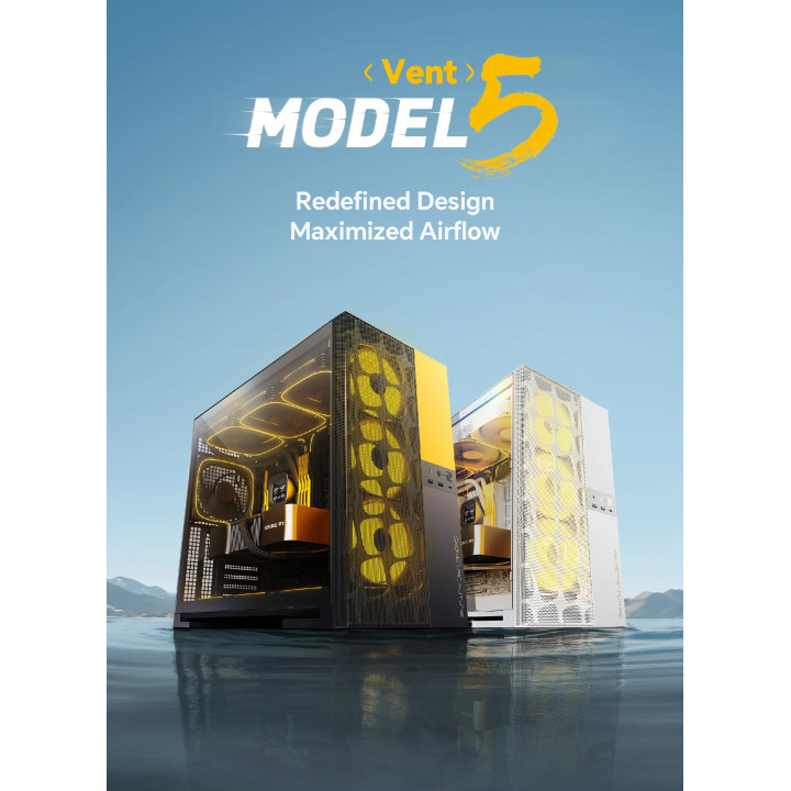 Кутия за компютър Geometric Future Model 5 Vent Black/Yellow, EATX - 1AM5VTBY00100