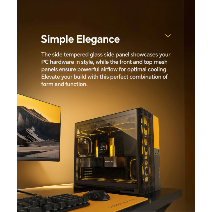 Кутия за компютър Geometric Future Model 5 Vent Black/Yellow, EATX - 1AM5VTBY00100