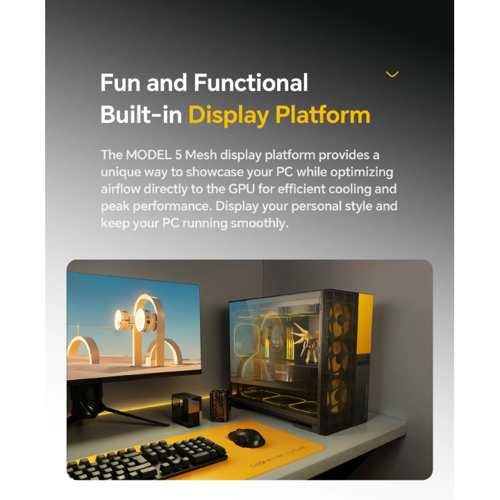 Кутия за компютър Geometric Future Model 5 Vent Black/Yellow, EATX - 1AM5VTBY00100