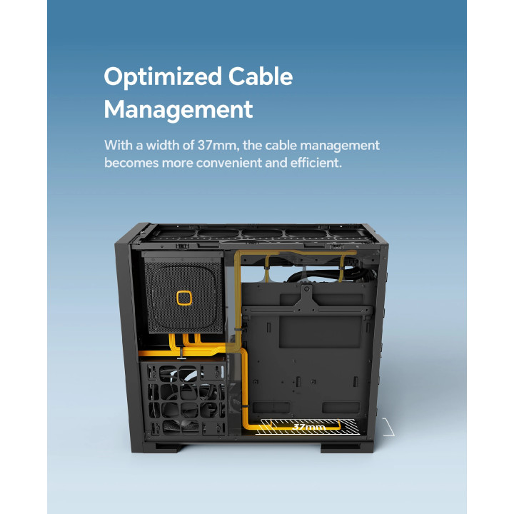 Кутия за компютър Geometric Future Model 5 Vent Black/Yellow, EATX - 1AM5VTBY00100