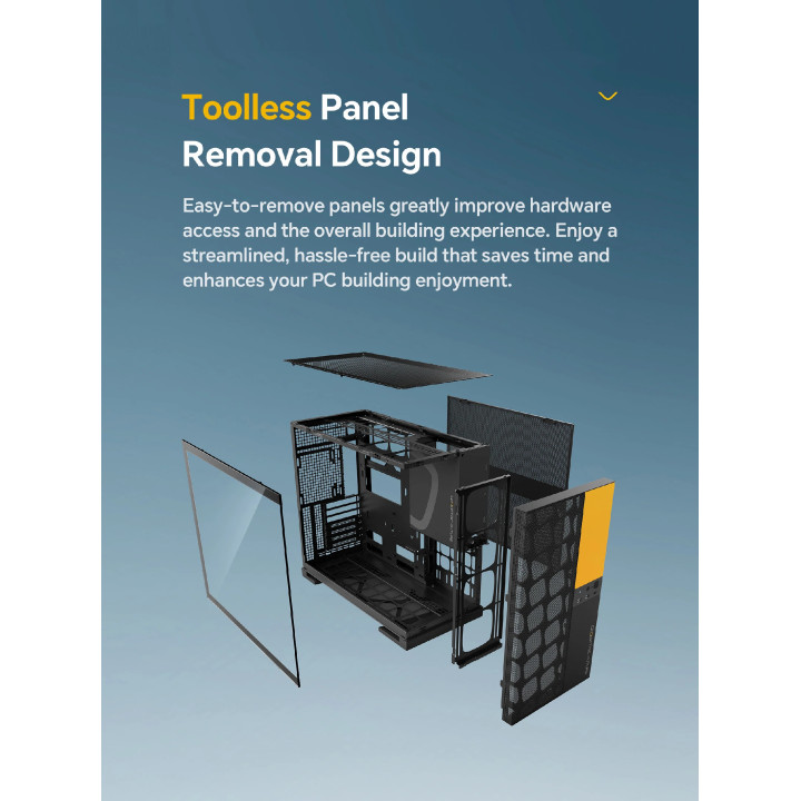 Кутия за компютър Geometric Future Model 5 Vent Black/Yellow, EATX - 1AM5VTBY00100