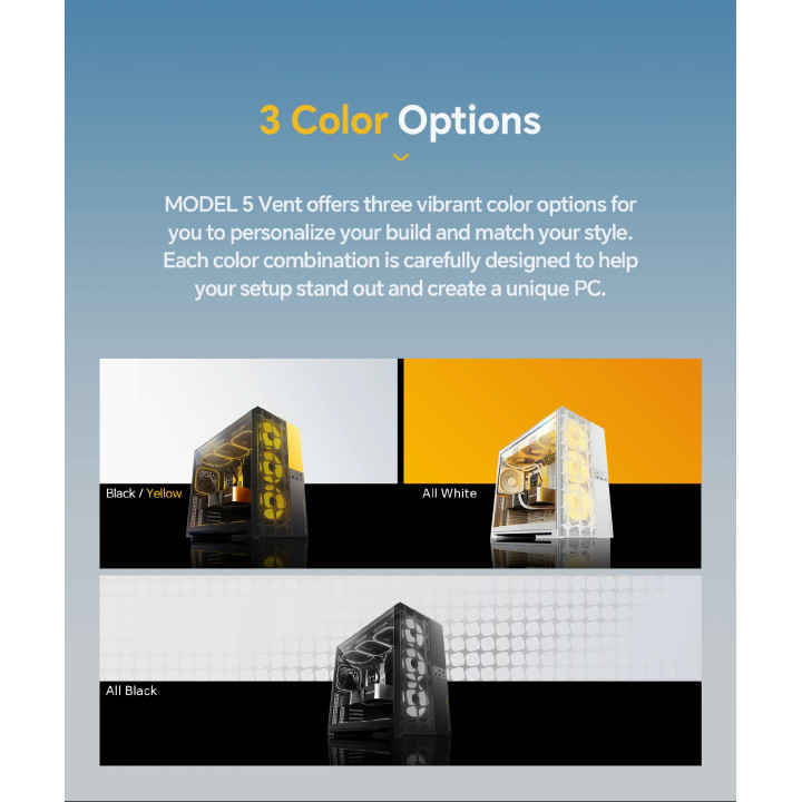 Кутия за компютър Geometric Future Model 5 Vent Black/Yellow, EATX - 1AM5VTBY00100