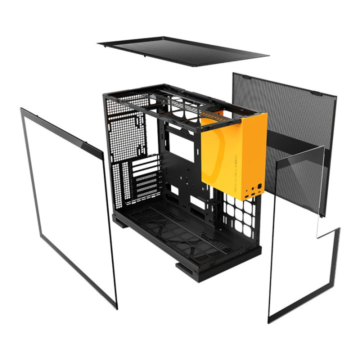 Кутия за компютър Geometric Future Model 5 Black/Yellow, EATX - 1AM5WKBY00100