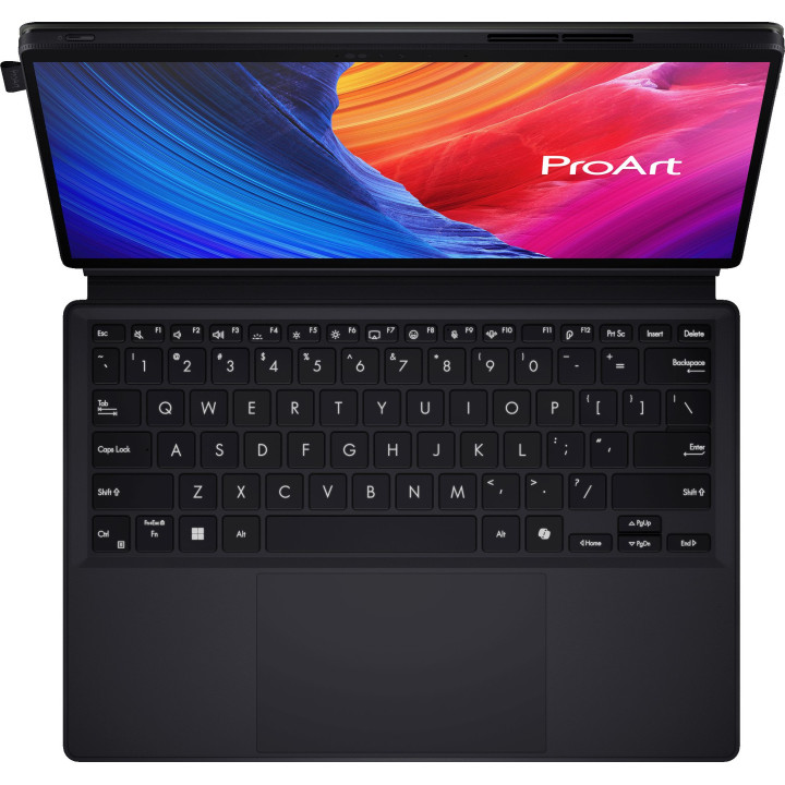 Лаптоп Asus ProArt PZ13 HT5306QA-LX002W, Qualcomm Snapdragon X Plus X1P 42 100 NPU, 13.3 " WQXGA (WQ ) 2880X1800 16:10, 16GB DDR5 RAM, 1TB SSD, Win 11, Nano Black - 90NB1441-M002Z0