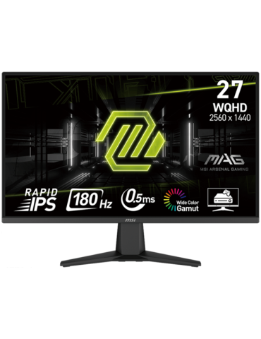 Монитор MSI MAG 275QF Gaming Monitor, 27" 180Hz, WQHD (2560x1440) 16:9, Rapid IPS Anti-glare, 0.5ms, 300nits, 1000:1, 178°/178°, Adaptive-Sync, Adjustable Stand, DP, HDMI