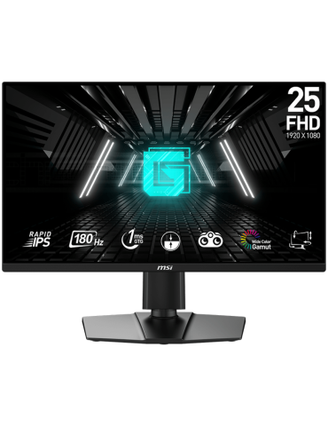 Монитор MSI G255PF E2, 24.5" 180Hz, FHD (1920x1080) 16:9, Rapid IPS Anti-glare, 1ms, 300nits, AMD FreeSync, DP, HDMI