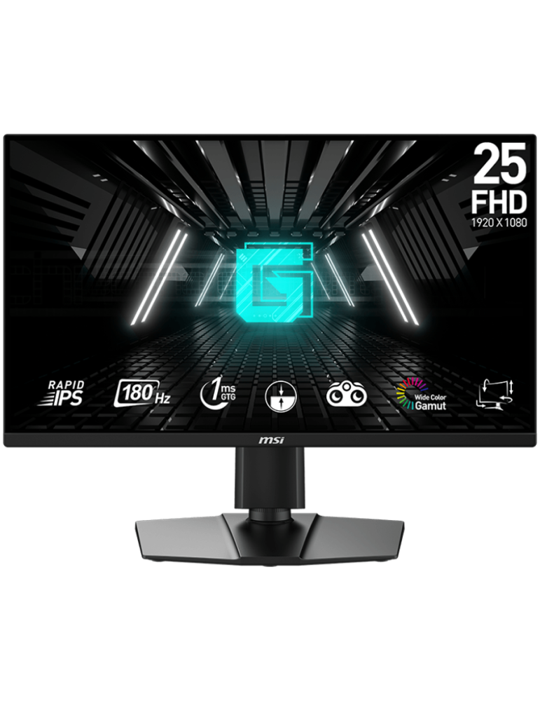 Монитор MSI G255PF E2, 24.5" 180Hz, FHD (1920x1080) 16:9, Rapid IPS Anti-glare, 1ms, 300nits, AMD FreeSync, DP, HDMI