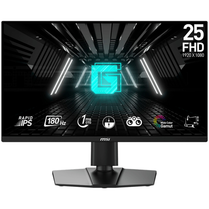 Монитор MSI G255PF E2, 24.5" 180Hz, FHD (1920x1080) 16:9, Rapid IPS Anti-glare, 1ms, 300nits, AMD FreeSync, DP, HDMI