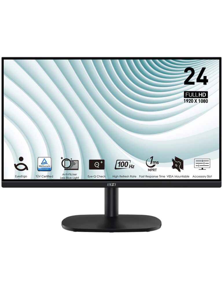 Монитор MSI PRO MP245V, 23.8" 100Hz, FHD (1920x1080) 16:9, VA Anti-glare, 1ms/4ms, 300nits, D-Sub(VGA), HDMI