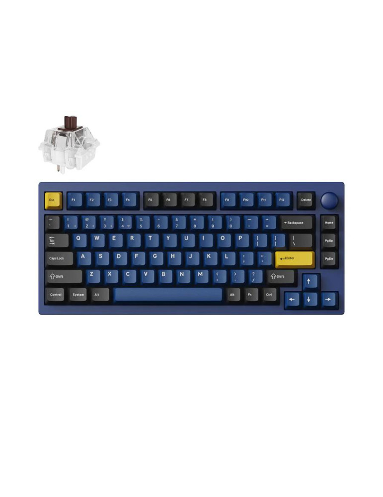 Геймърска клавиатура Lemokey P1 Pro QMK 75% Navy Blue, Keychron Super Brown Switch - P1P-O3