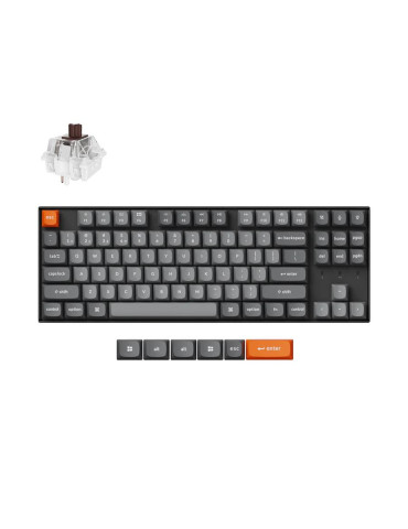 Геймърска клавиатура Keychron K8 Max QMK/VIA TKL, Keychron Super Brown Switch, RGB Backlight - K8M-H3