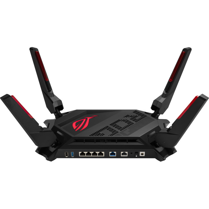 Геймърски Безжичен Рутер Asus ROG Rapture GT-AX6000, Dual-Band WiFi 6 (802.11ax), MU-MIMO, IPv6, OFDMA, AiMesh, AiProtection Pro, 4804Mbps(6000Mbps Boost) - GT-AX6000