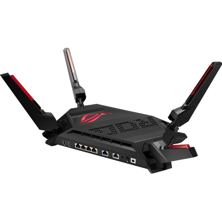 Геймърски Безжичен Рутер Asus ROG Rapture GT-AX6000, Dual-Band WiFi 6 (802.11ax), MU-MIMO, IPv6, OFDMA, AiMesh, AiProtection Pro, 4804Mbps(6000Mbps Boost) - GT-AX6000
