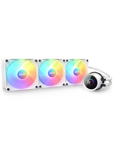 Водно охлаждане за процесор NZXT Kraken 360 RGB White, LCD Display - RL-KR360-W1