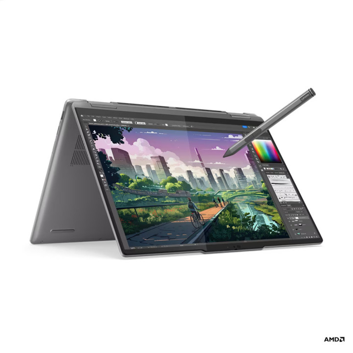 Лаптоп Lenovo Yoga 7 2in1, AMD Ryzen 7 8840HS, 14" WUXGA, OLED 400nits Glossy, 100% DCI-P3, TÜV Low Blue Light, Touch, 16GB RAM, 1TB SSD, Integrated AMD Radeon 780M, Win 11 Home - 83DK000SBM