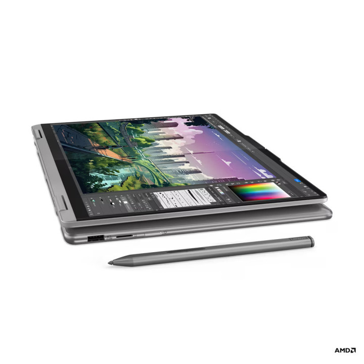 Лаптоп Lenovo Yoga 7 2in1, AMD Ryzen 7 8840HS, 14" WUXGA, OLED 400nits Glossy, 100% DCI-P3, TÜV Low Blue Light, Touch, 16GB RAM, 1TB SSD, Integrated AMD Radeon 780M, Win 11 Home - 83DK000SBM