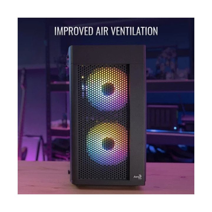 Кутия за компютър AeroCool Hexform-G-BK-v2,  mATX, с 3бр. вентилатори - ACCS-PV38033.11