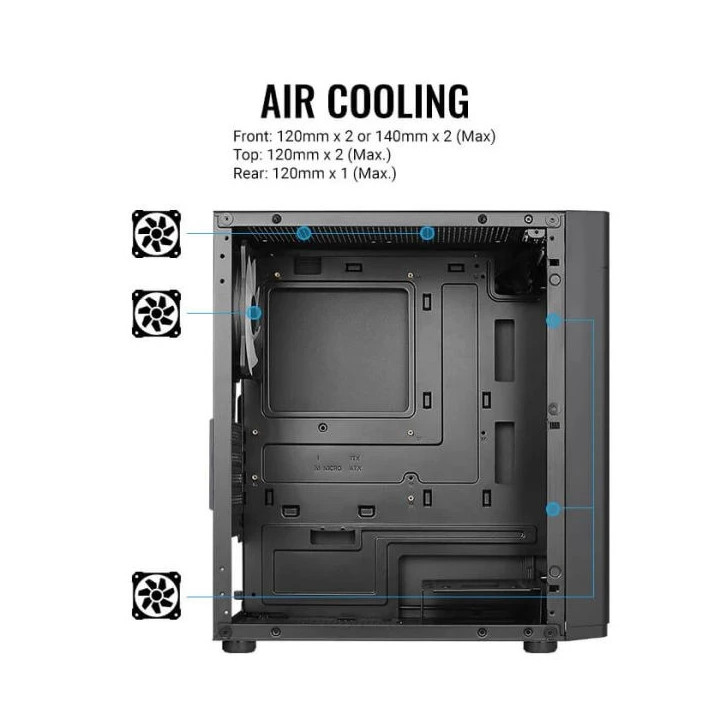 Кутия за компютър AeroCool Hexform-G-BK-v2,  mATX, с 3бр. вентилатори - ACCS-PV38033.11