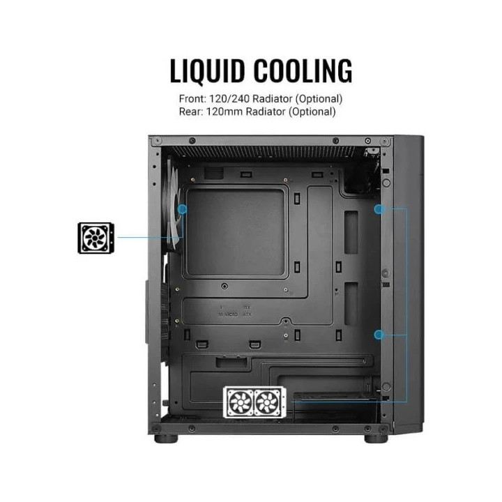 Кутия за компютър AeroCool Hexform-G-BK-v2,  mATX, с 3бр. вентилатори - ACCS-PV38033.11