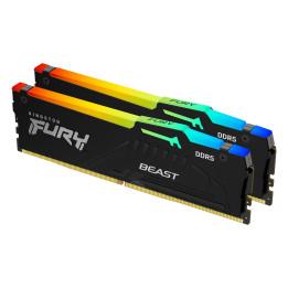 RAM памет Kingston 32GB (2x16GB) DDR5 6000MHz CL36 FURY Beast RGB Black - KF560C36BBE2AK2-32