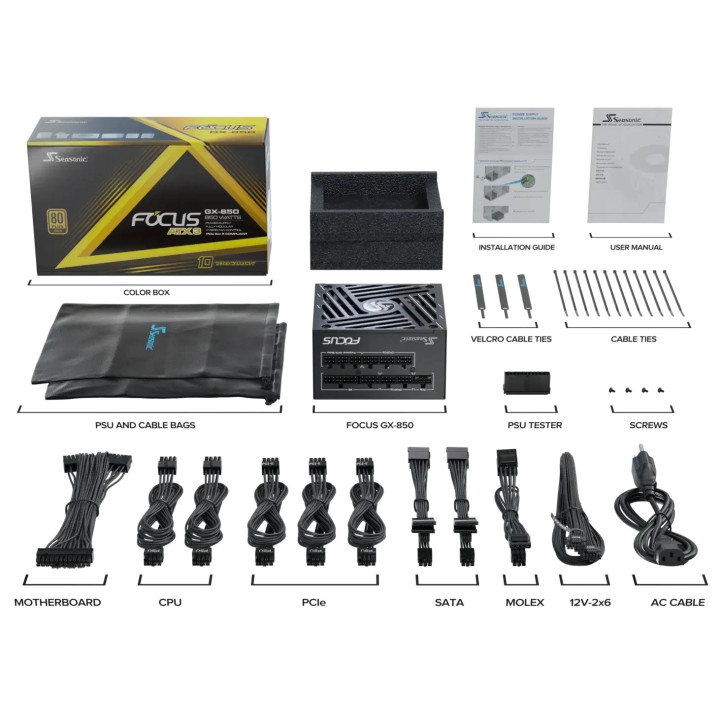 Захранване Seasonic PSU ATX 3.1 850W Gold - FOCUS GX-850 V4
