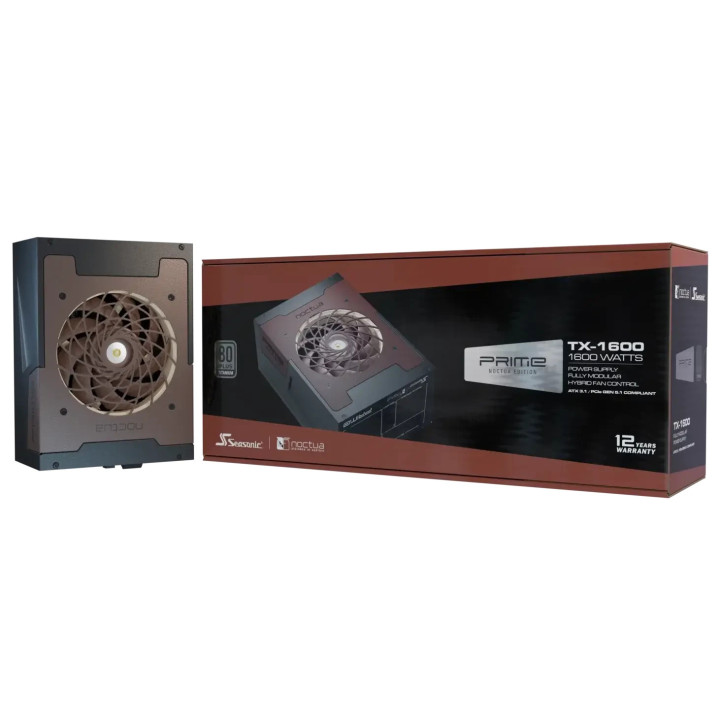 Захранване Seasonic PSU ATX 3.1 1600W Titanium PCIe Gen 5, PRIME NOCTUA EDITION TX-1600 - SSR-1600TR2-NE