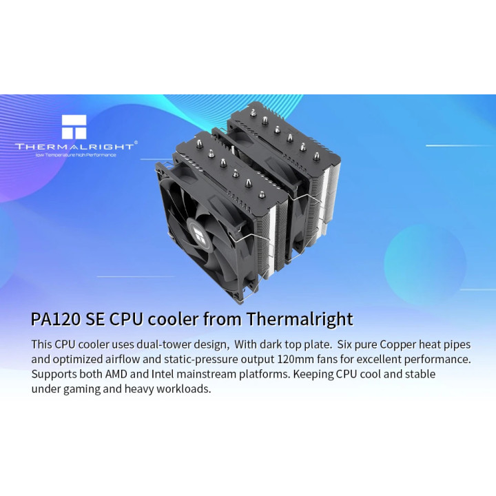 Охладител за процесор Thermalright Peerless Assassin 120 SE, Dual-Tower,LGA1851/LGA1700/AM5 - PEERLESS-ASSASSIN-120-SE