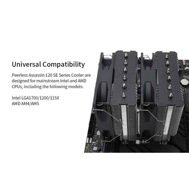 Охладител за процесор Thermalright Peerless Assassin 120 SE, Dual-Tower,LGA1851/LGA1700/AM5 - PEERLESS-ASSASSIN-120-SE