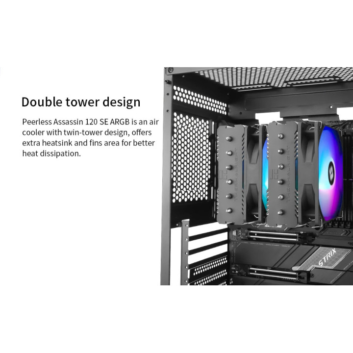 Охладител за процесор Thermalright Peerless Assassin 120 SE A-RGB, Dual-Tower, LGA1851/LGA1700/AM5 - PEERLESS-ASSASSIN-120-ARGB