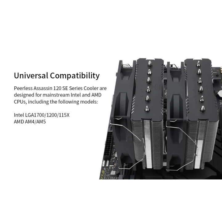 Охладител за процесор Thermalright Peerless Assassin 120 SE A-RGB, Dual-Tower, LGA1851/LGA1700/AM5 - PEERLESS-ASSASSIN-120-ARGB