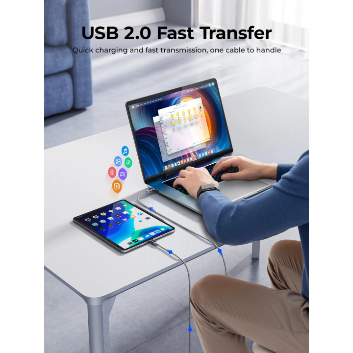 Кабел Orico USB C-to-C PD 100W Charging 1.0m White - CDX-100CC-WH
