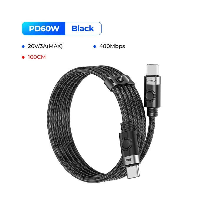 Кабел Orico USB C-to-C PD 100W Charging 1.0m White - CDX-100CC-WH