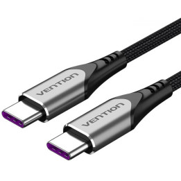 Кабел Vention USB 2.0 Type-C to Type-C - 1.0M Black 5A Fast Charge - TAEHF