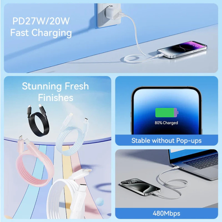 Кабел Vention Cable USB 2.0 Type-C to Lighting 1m White - LAKWF