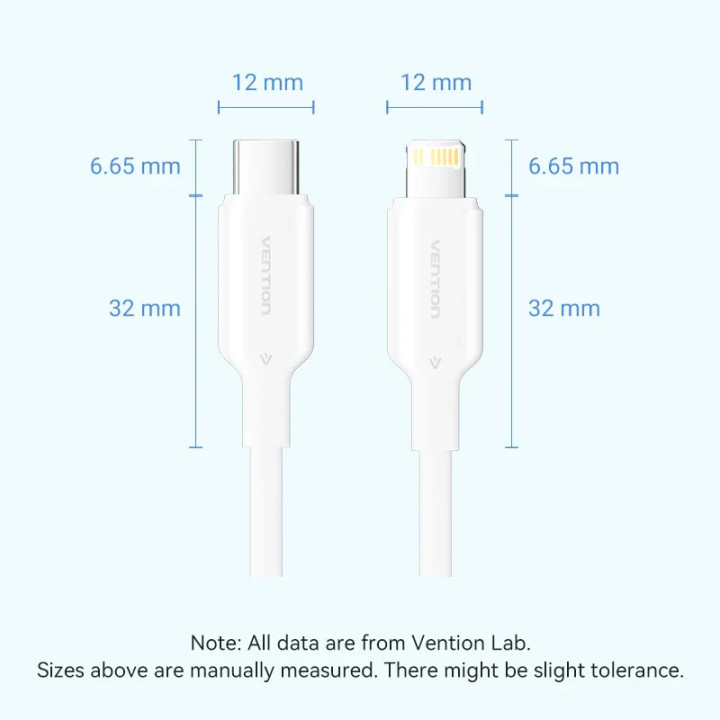Кабел Vention Cable USB 2.0 Type-C to Lighting 1m White - LAKWF